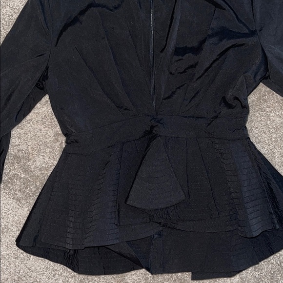 Black Blouse with Puff Sleeves and Hem Design - Picture 3 of 5